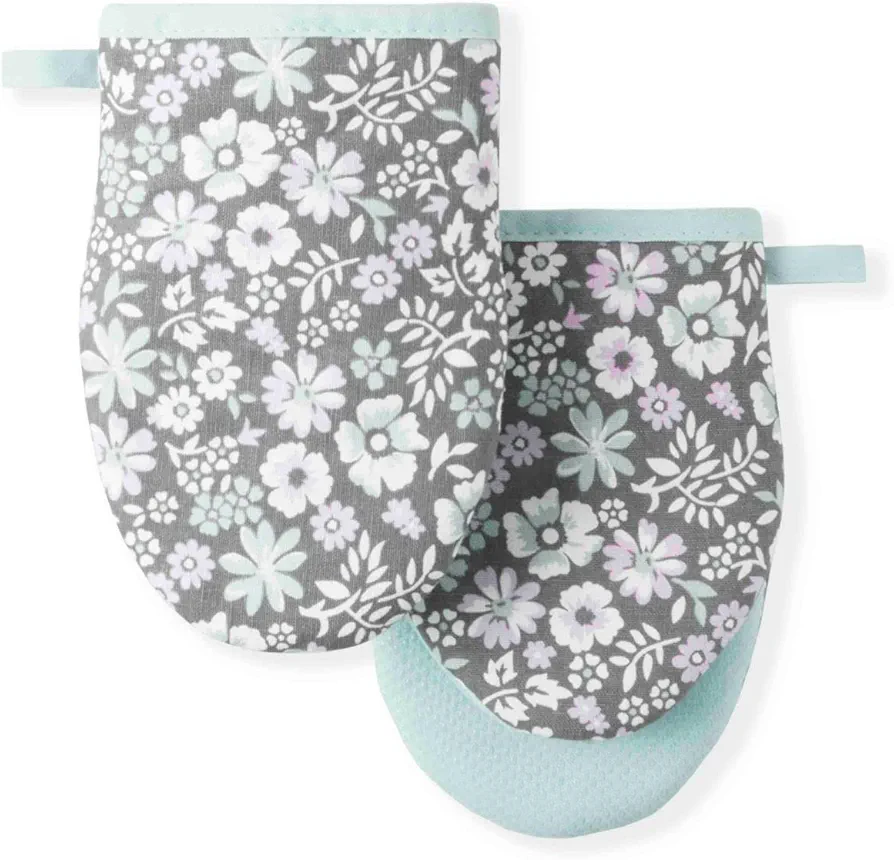 Martha Stewart Printed Mini Oven Mitt Set, 5.5"x8", Ditsy Floral