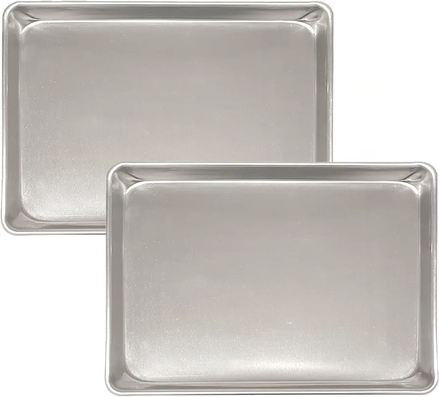 TrueCraftware- Set of 2 Aluminum Half Size Sheet Pan 18" x 13" Baking Sheets -Oven Safe Baking Pan Baking Tray Cookie Sheet Baking Sheet Perfect for Baking Roasting and More