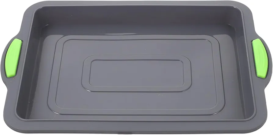 Hemoton Silicone Baking Sheet Tray Pan Nonstick Bakeware Cookie Sheet pan Rectangular Cake Pan Broiler Pan with Silicone Handle for Oven