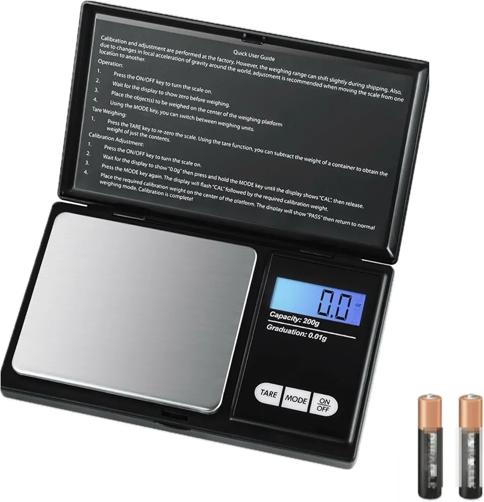 200g X 0.01g Digital Pocket Scale, with Backlit LCD Display, Small Mini Digital Pocket Gram Scale for Kitchen Jewelry Herb (Ordinary)