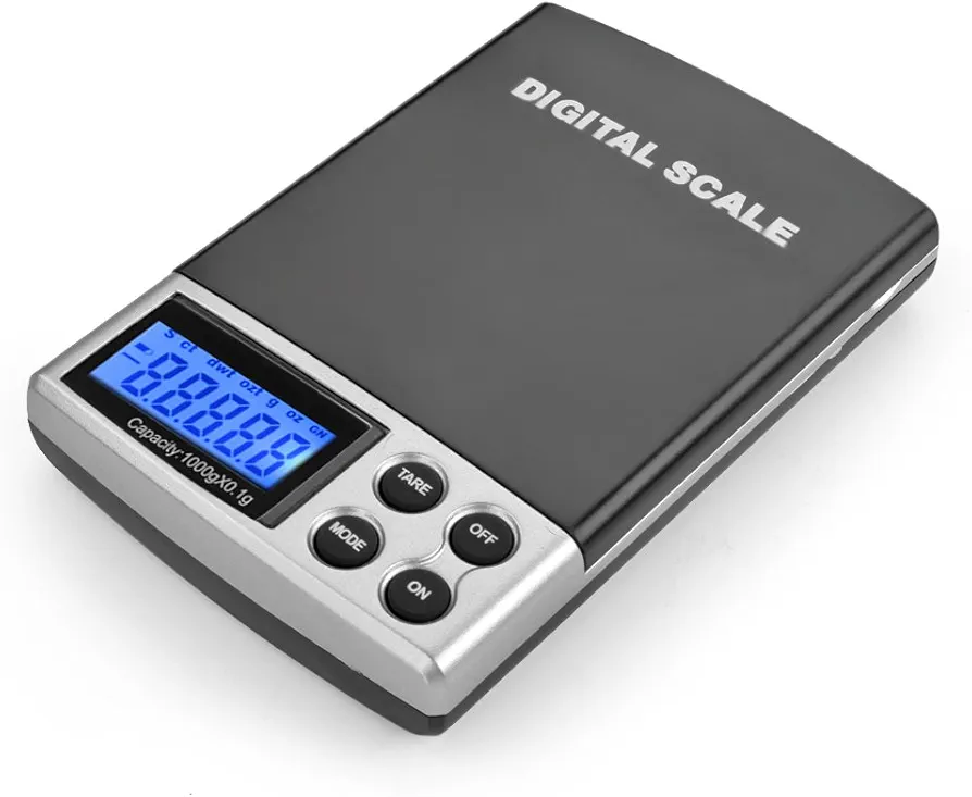 Flexzion Digital Pocket Scale for Grams of Jewelry Gold Silver Coin, Gem Scale 1000 g x 0.1 g High Precision Digital Gram Scale LCD Display Portable Food Weighing Tool with Protective Cover
