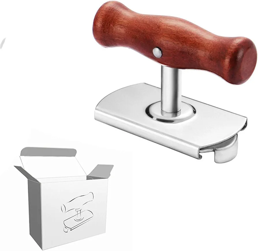 Multifunction Can Opener and Bottle Opener, Stainless Steel with Ergonomic Eucalyptus Wood Handle, Smooth for Easy Twist Off Cans and Bottles