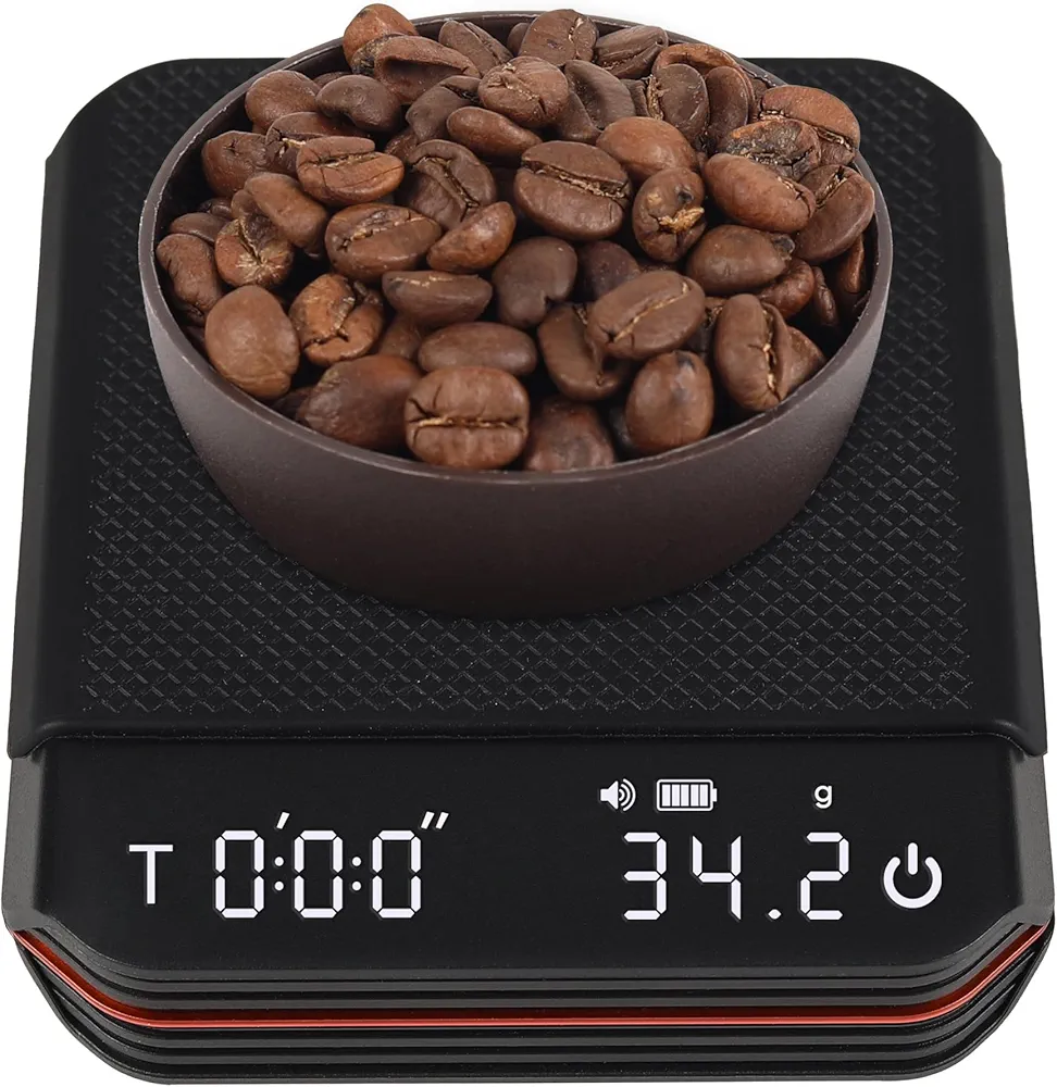 Coffee Scale Espresso, Coffee Scale with Timer,0.1g High Precision Mini Compact Pour Over Drip Espresso Scale Home or Outdoor, Black