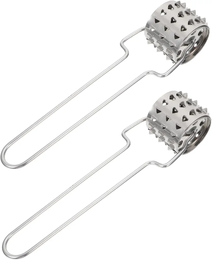 2pcs Meat Loosener Pizza Hole Maker Meat Tenderizer Hammer Cooking Meat Mallet Beef Cuber Chicken Tenderizer Meat Grinder Roller Steak Tenderizer Roller Silver Stainless Steel