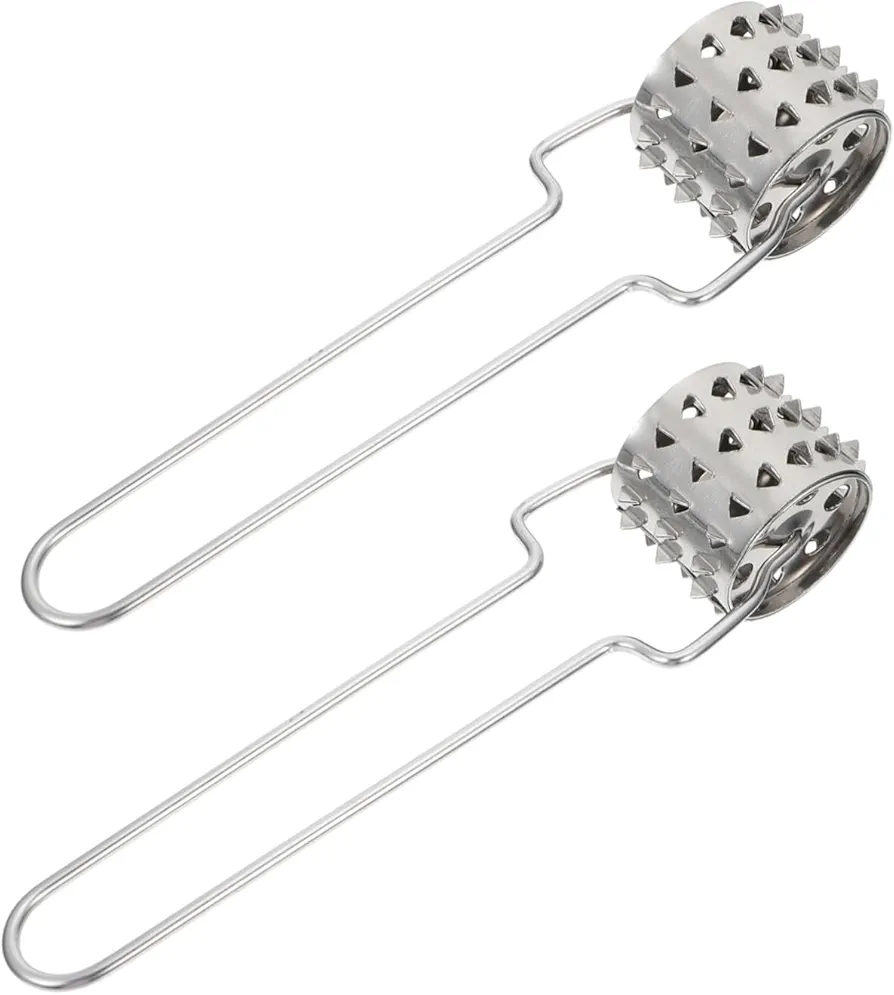 DECHOUS 2pcs Meat Loosener Hole Punch Tool Kitchen Tenderizer Meat Tenderizer Cuber Meat Grinder Roller Cooking Tenderizer Beef Dual Sided Meat Mallet Steak Stainless Steel Converter