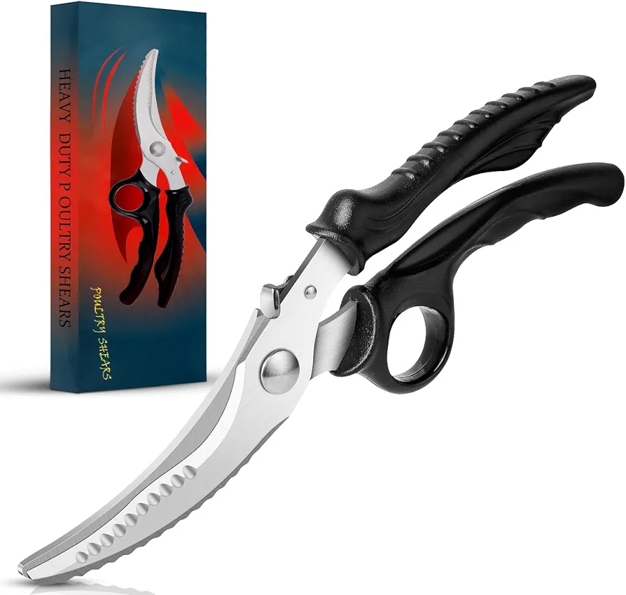 Poultry Shears, Heavy duty Kitchen Scissors for Food, Poultry Scissors for Meat with Anti-Slip Handle & Safety Lock