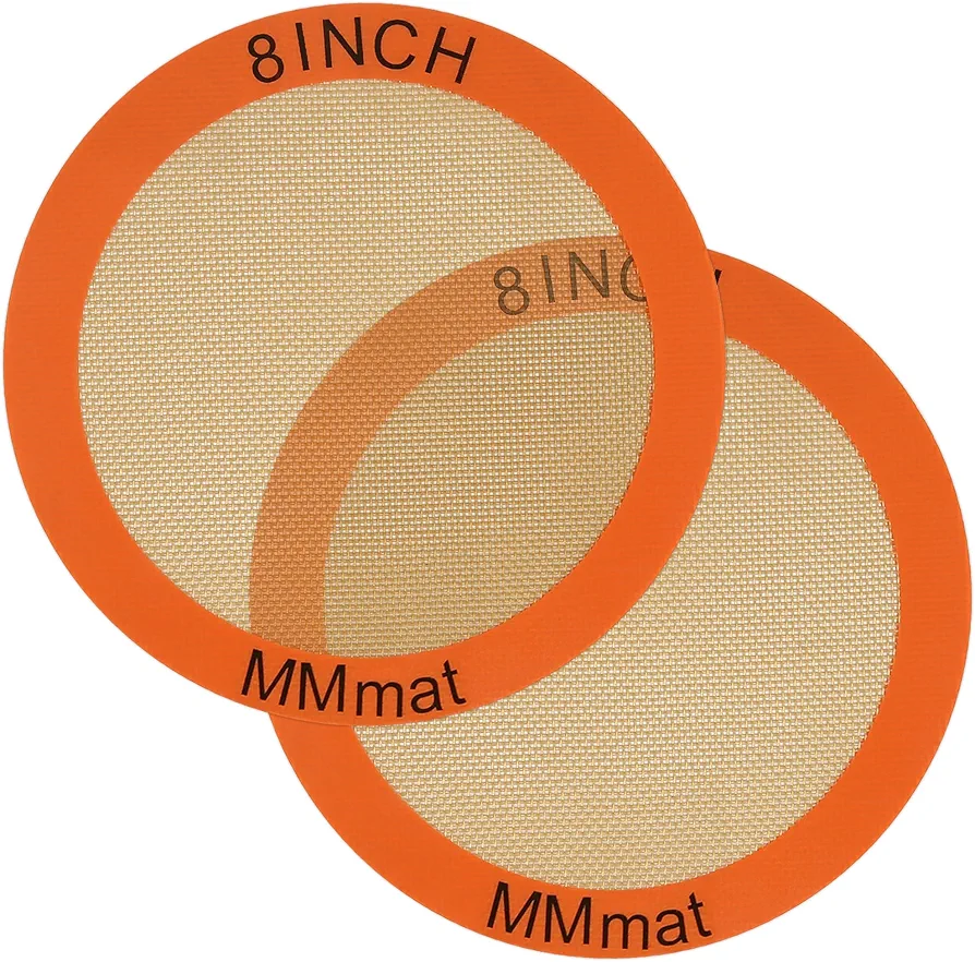 Silicone Baking Mats Set of 2 Round Non-Stick Reusable Air Fryer Linner - Best German Silicone - 8 inch