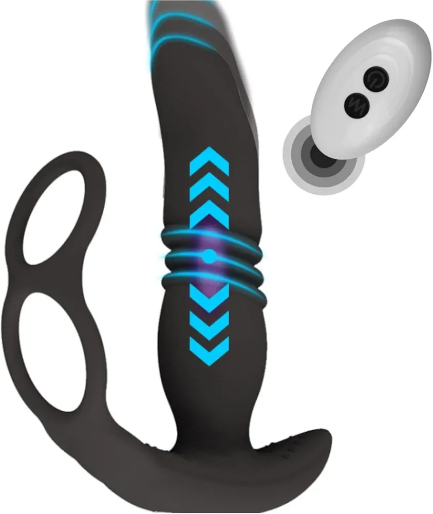 Male Sex Toys for Men Prostate Massager-3 in 1 Vibrating Cock Ring Penis Ring Taint Stimulator with Remote Control,7 Modes Anal Toys Butt Plug G Spot Vibrator Dildo Vibrating Anal Plug