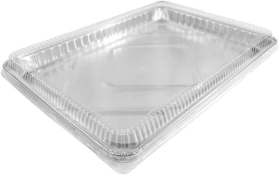 Durable Aluminum -1/2 Half Size Sheet Baking Pan| With Dome Lids - Disposable Foil Baking Tins | Ideal for Cakes, Cookies, Biscuits Pastries, |1/2 Half Size Sheet Cake Pan (5)