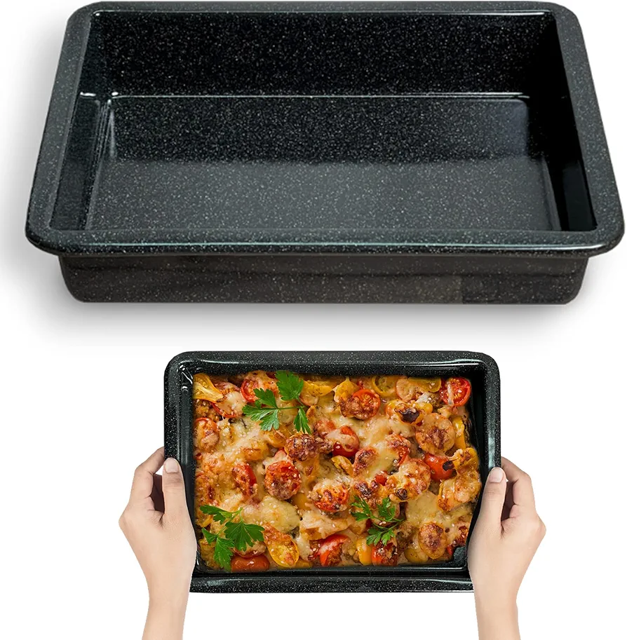 argee Sheet Pans for Baking Glass Ceramic Enamel Cookware – 10.2 x 7.5 x 2 Inch Luxurious Cooking Sheet Oven Tray for Induction, Stove, Oven – Durable and Multifunctional Oven Tray Serving Platter