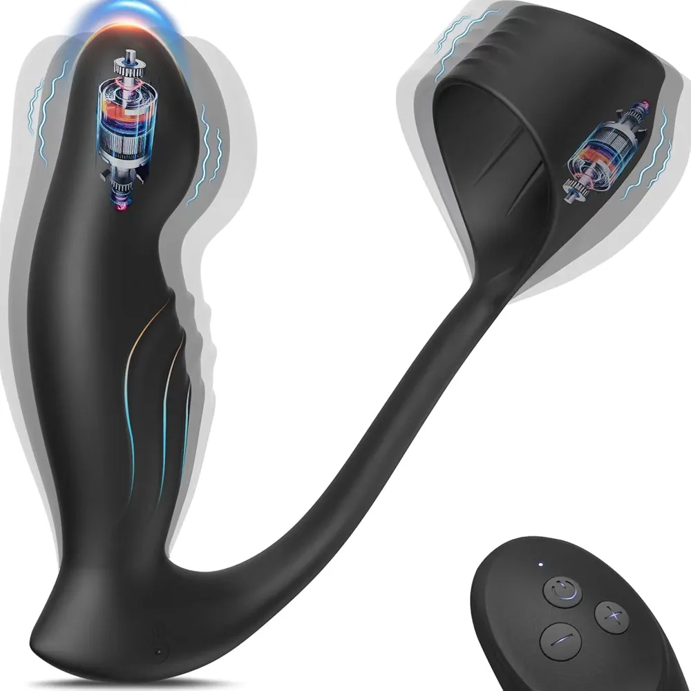 Vibrating Prostate Massager Anal Vibrator with Thick Vibrating Cock Ring, SMAM Vibrating Butt Plug 10 Vibration Modes, Male Sex Toys for Men P-Spot Massager Anal Dildo Mens Sex Toys for Couples