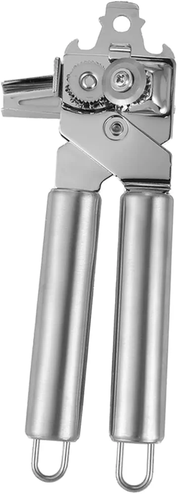 Mikinona Stainless Steel Can Opener Jar Lid Opener Multi-function Can Opener Beer Can Opener Portable High-grade Can Opener Manual Can Opener Smooth Opener Three-in-one Can Opener Silver