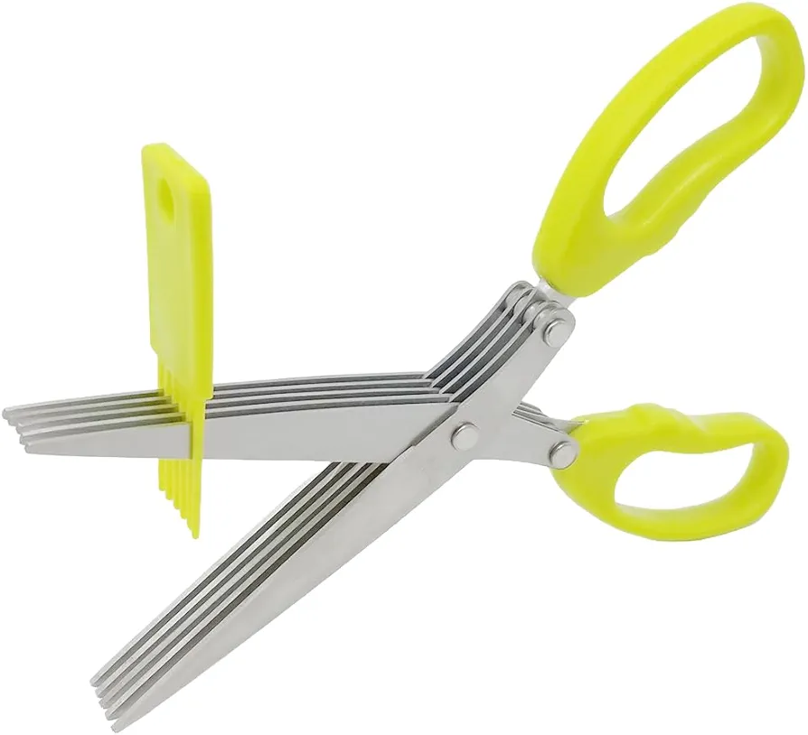 Chiffonade Scissors, Stainless Steel Herb Scissors with 5 Blades for Cutting Vegetables, Herbs, and Paper, Dishwasher Safe