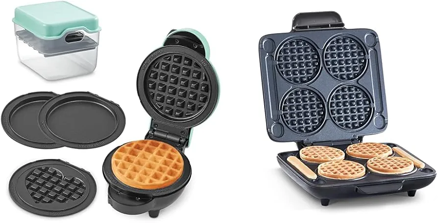 DASH Multi-Plate Mini Maker with 5 Plates and DASH Multi Mini Waffle Maker with 4 Mini Waffles