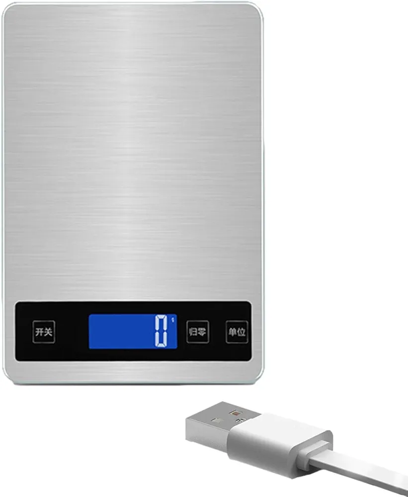 Food Kitchen Scale - Gram Food Scales | USB Rechargeable Electronic Scale with Led Display | 15Kg Food Weight Scale | Accurate Weighing Food Scale for Weighing, Cooking, Baking | Kitchen Scale