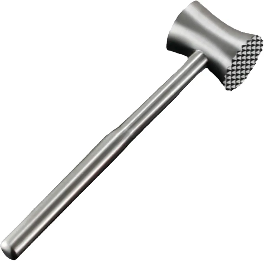 Meat Tenderizer Tool, Dual-Sided Meat Mallet Pounder with Comfort Grip Handle, Heavy Duty Stainless Steel Meat Hammer for Nuts, Garlic, Cucumber, Chicken, Conch, Veal Cutlets, Beef & Steak
