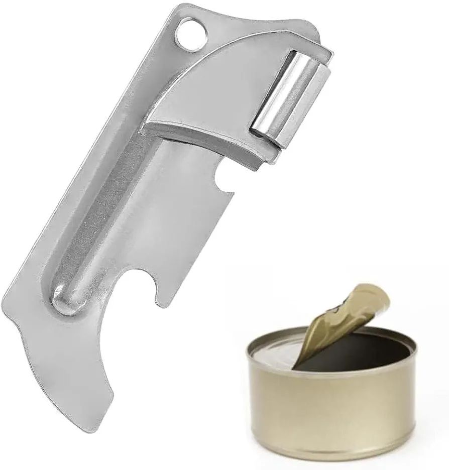 Silver Stainless Steel Military Style Can Openers, Can Opener Keychain, Military Style Can Openers Portable Can Opener for Kitchen Travel Camping Survival Manual