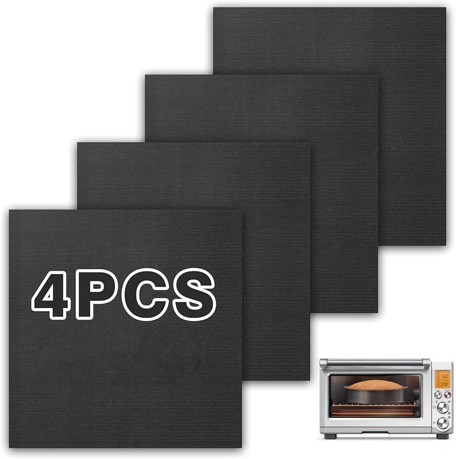 Non-Stick Oven Liners for Bottom of Oven, 4PCS Oven Liner Mat Reusable Compatible with Breville Smart Oven Pro BOV845BSS, Heat Resistant Baking Mat for Air Fryer Accessories
