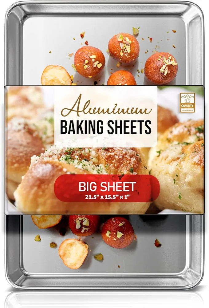 Eatex Aluminum Baking Sheet, Steel Cookie Sheet, Large Baking Pan, Warp and Rust Resistant Cookie Sheets for Baking Nonstick, Baking Sheets for Oven, Big Sheet Pans for Baking, Non-Stick Baking Sheet