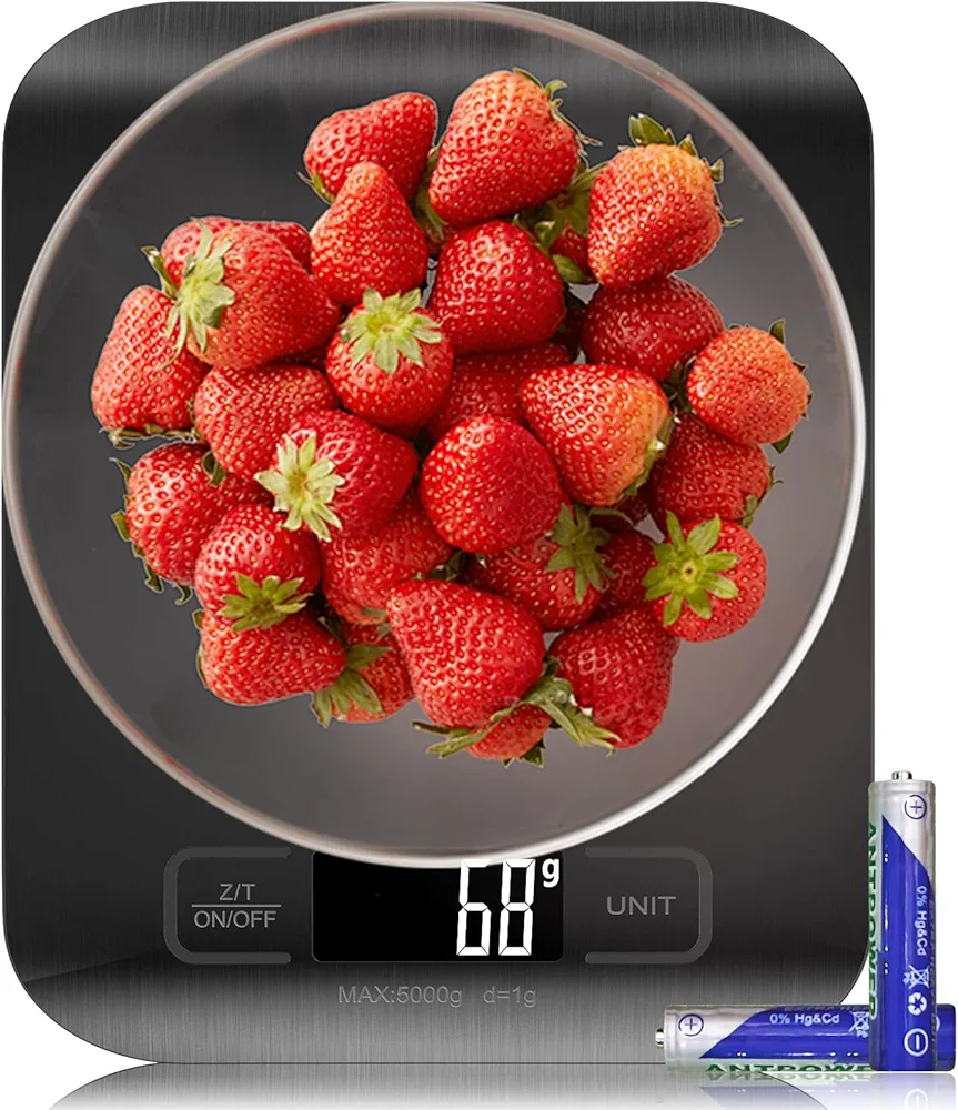 GeeRic Food Scale, Digital Kitchen Scale 22lb/10kg Capacity, 6 Units with Tare Function Food Scale for Cooking, Baking, and Meal Prep Black