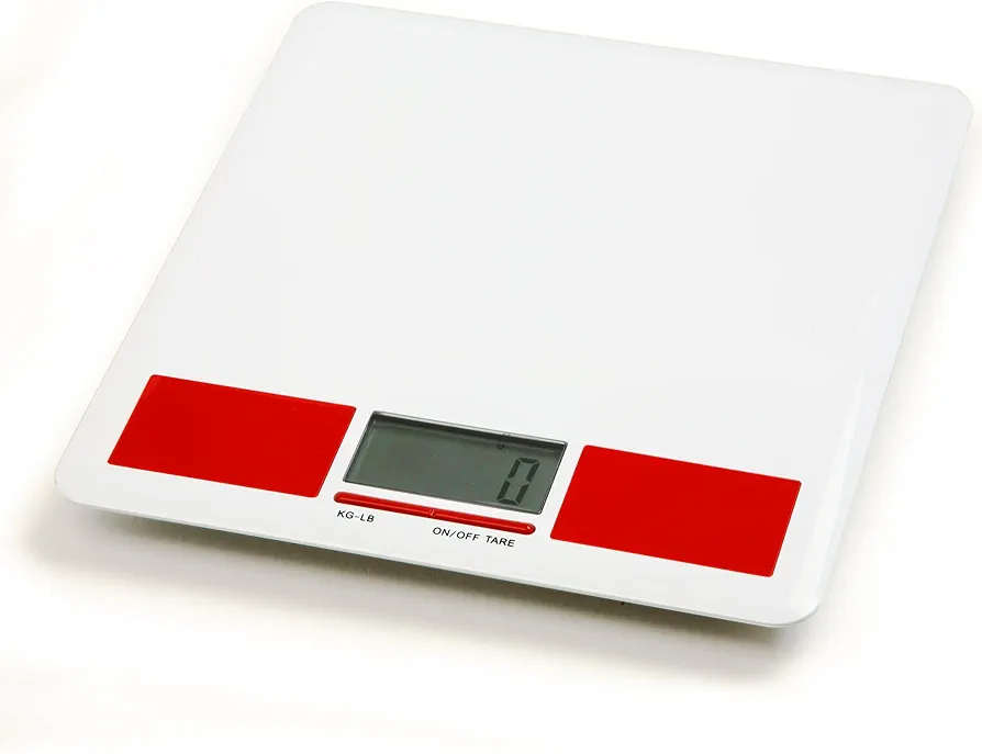 Norpro Digital Diet Kitchen Scale Weighs up to 11 Pounds (5 Kg), White-Red