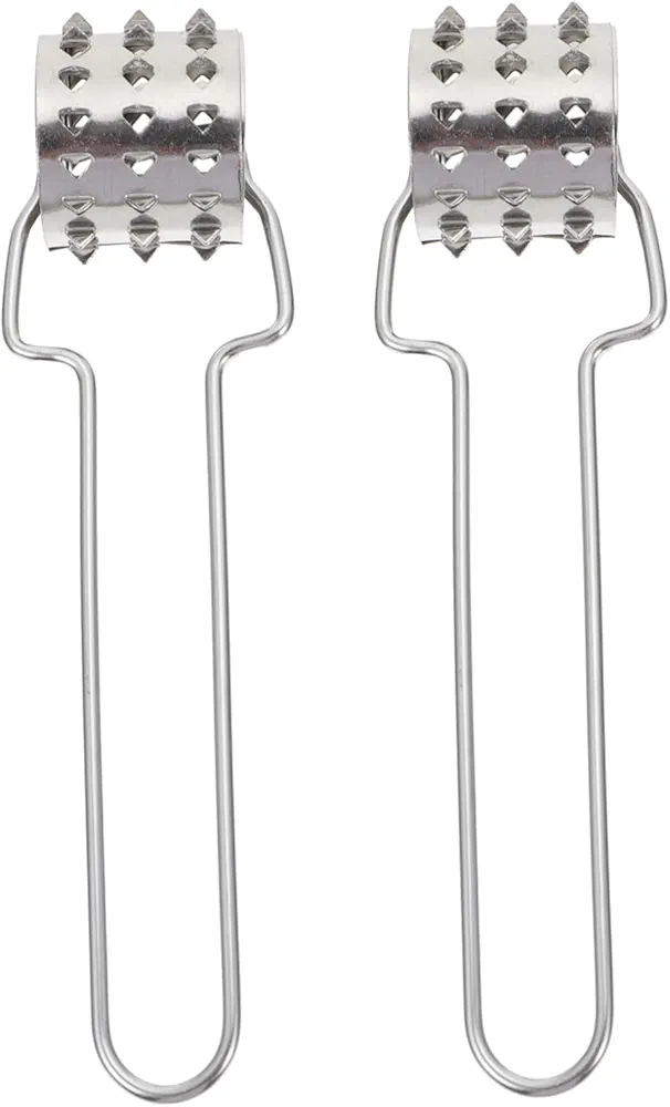 Mikinona 2pcs Meat Loosener Cooking Meat Mallet Rolling Beef Cuber Beef Tenderizer Pizza Hole Maker Punch Tool Steak Tenderizer Roller Steak Meat Roller Steak Grinder Silver Stainless Steel