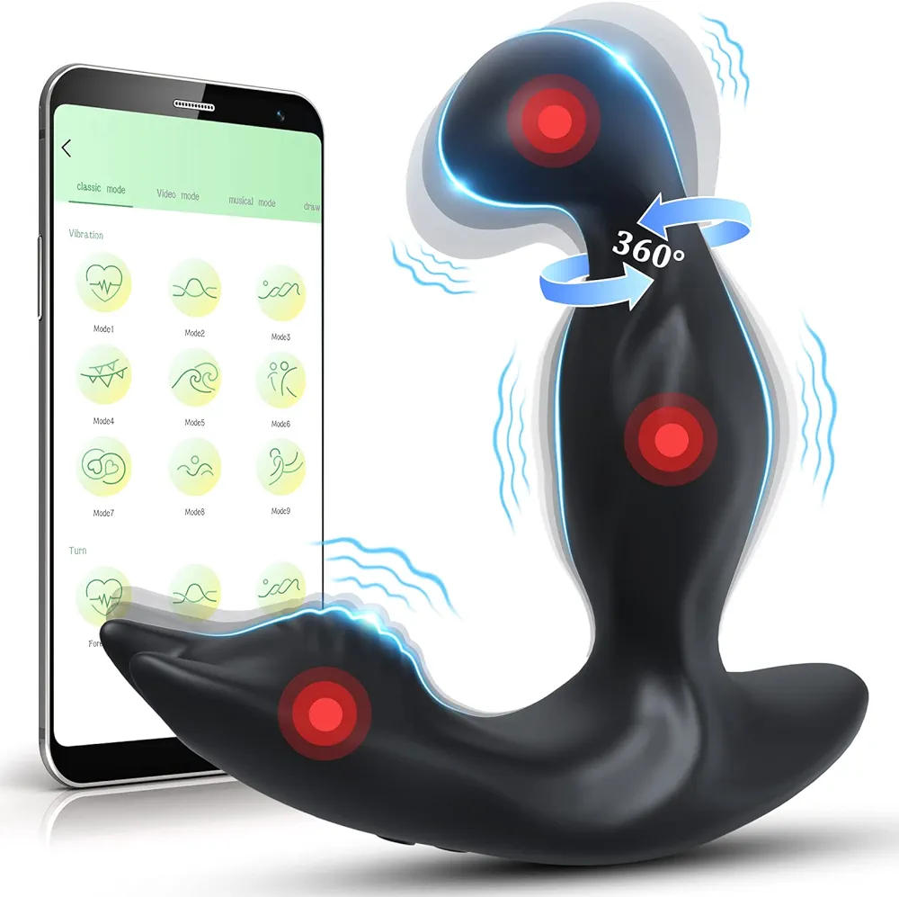 Rotating & Vibrating Anal Vibrator Prostate Massager Male Sex Toys, Adult Toys App Control Prostate Stimulator Toy with 3 Rotating & 9 Vibrating Modes Butt Plug Adult Anal Sex Toys for Men