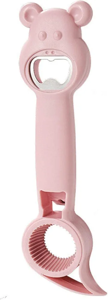 Multi-function can opener/bottle opener, manual can opener, good non-slip handle, suitable for kitchen and dining room. (pink)