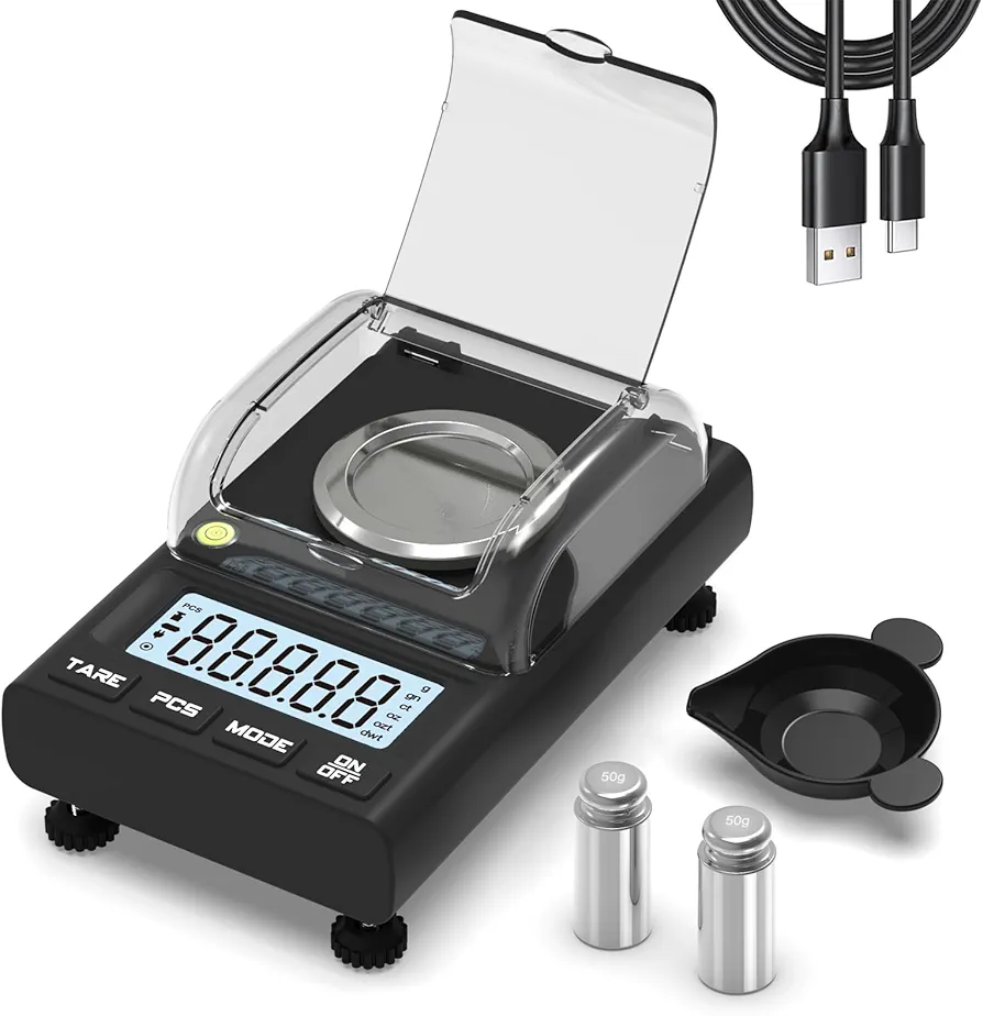 WEIGHTMAN Milligram Scale 100g x 0.001g, Mg Scale with 50g Calibration Weight and Accessories, Powder Scale for Reloading