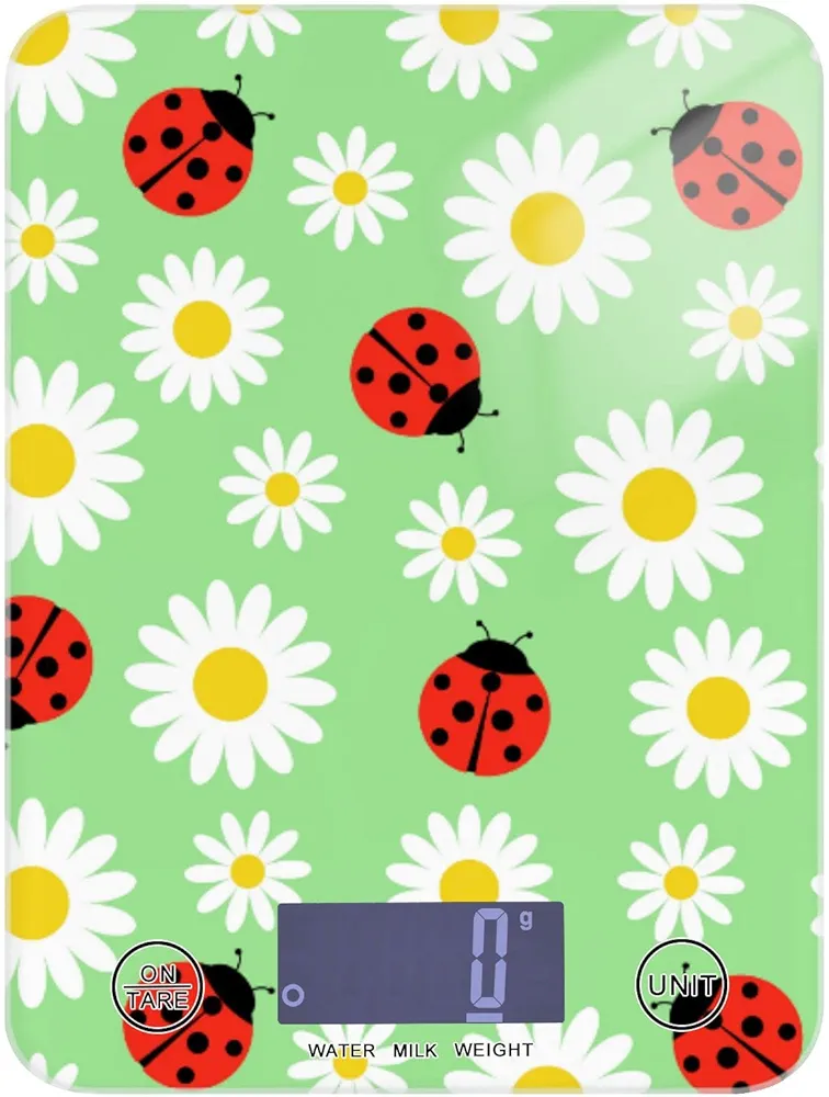MNSRUU Food Kitchen Scale, Daisies and Ladybugs Digital Food Scale, Kitchen Scales for Weight Loss/Baking/Cooking, Digital Weight Scale for Food Ounces and Grams