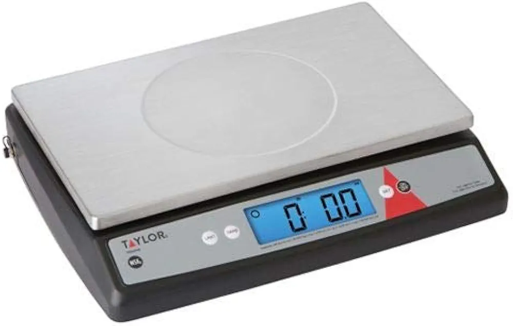 Taylor Precision TE66OS Portion Control Scale, Digital, 66 lb x 0.1 oz / 30 kg x 2 g, 11-1/4" x 7-1/4", Removable & Washable Platform, Tare & Hold Functions, auto-Off and disable auto-Off