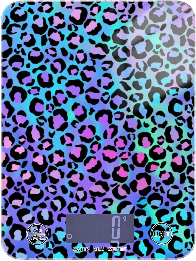 ALAZA Leopard Print Cheetah Purple Food Scale Kitchen Scales Digital Weight Ounces and Grams, 5g/0.18 oz - 5kg/11LB