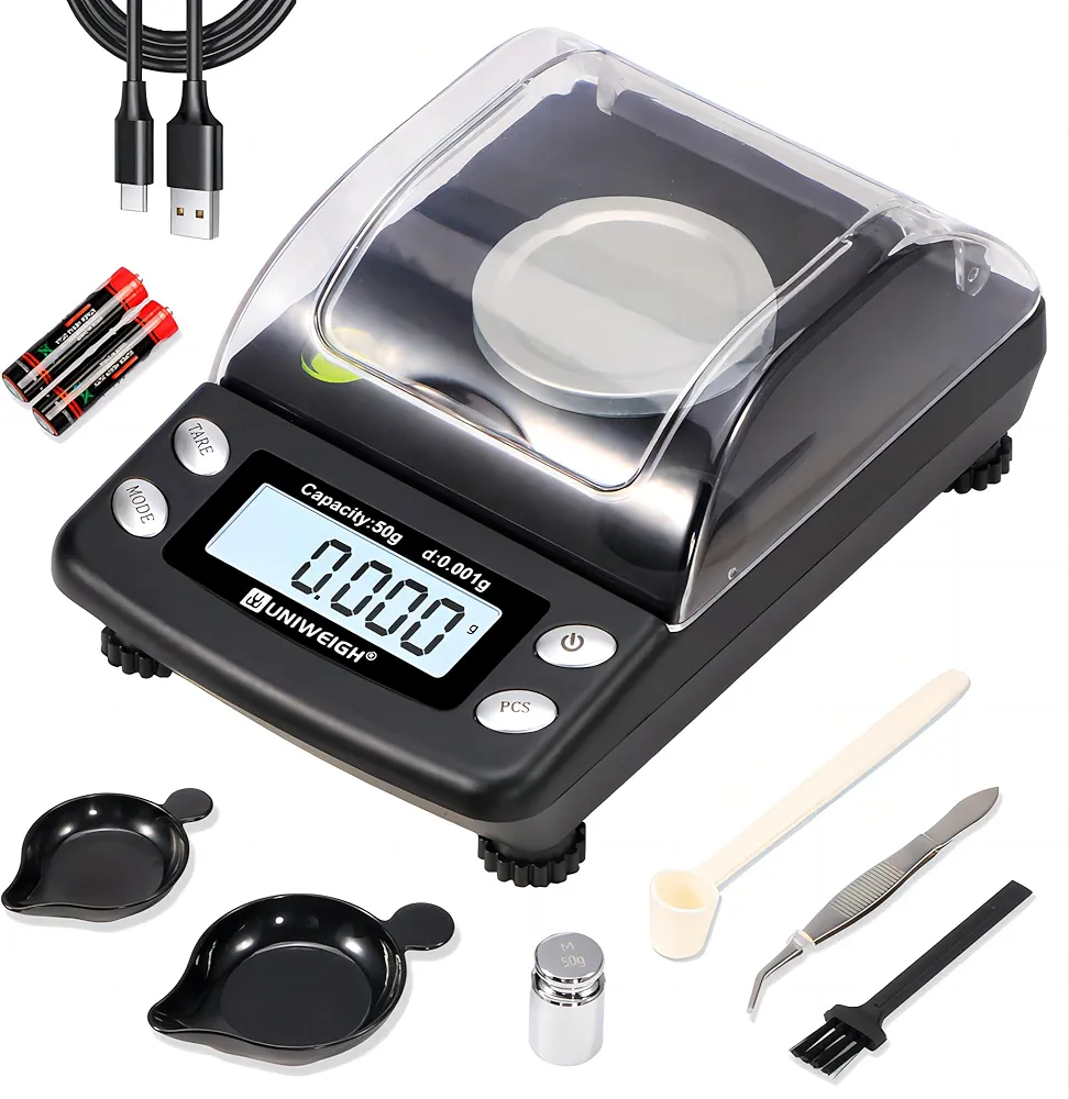 Digital Milligram Scale Accurate 0.001g/50g,Precision mg Scale for Jewelry,Powder,Gold,Gem,Reloading Scale,Micro Gram Scale with 6 Units,Tare,Cal Weight,Pocket Scale with USB&Battery Powered