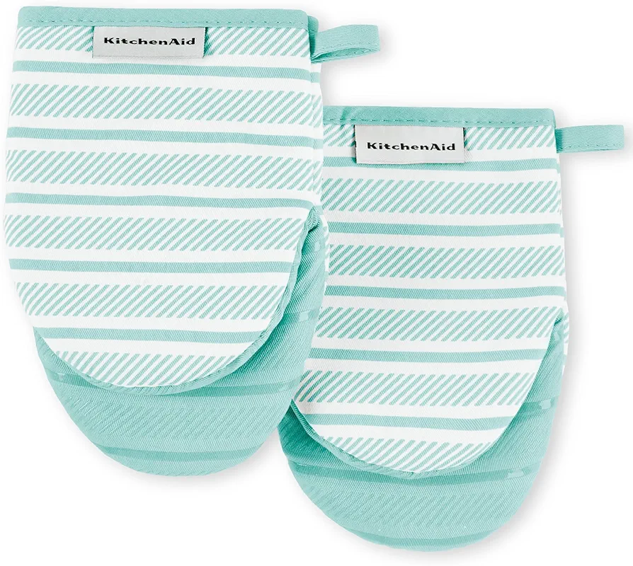 KITCHENAID Albany Mini Oven Mitt 2-Pack Set, Mineral Water, 5.5"x8"