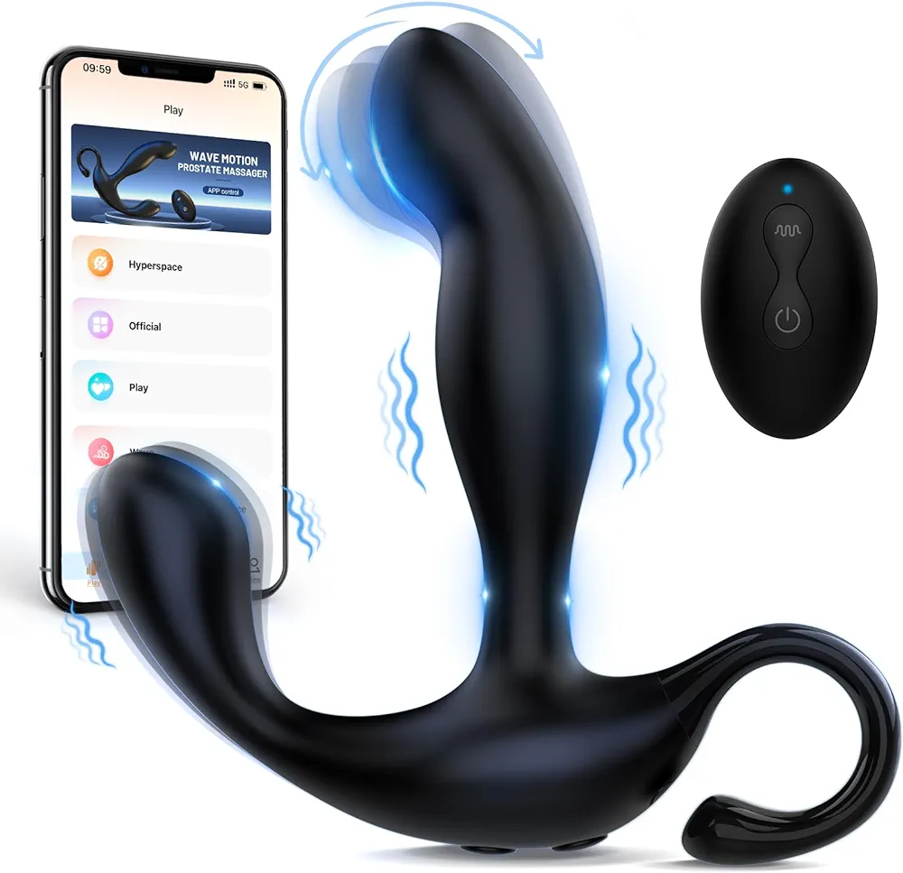 Wave Motion Vibrating Prostate Massager, App Control Anal Toys, Anal Vibrator with 10 Wave Motion & 10 Vibration Modes, Anal Plug Adult Sex Toy for Men, Women and Couples