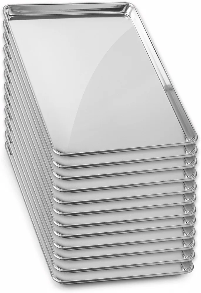 GRIDMANN 13" x 18" Commercial Grade Aluminum Cookie Sheet Baking Tray Jelly Roll Pan Half Sheet - 12 Pans