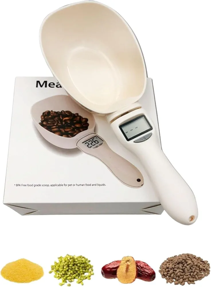 Digital measuring spoon,food measuring scoop scale smart food scale digital measuring weighing electronic spoon scale for kitchen and dog cat food (Install battery)