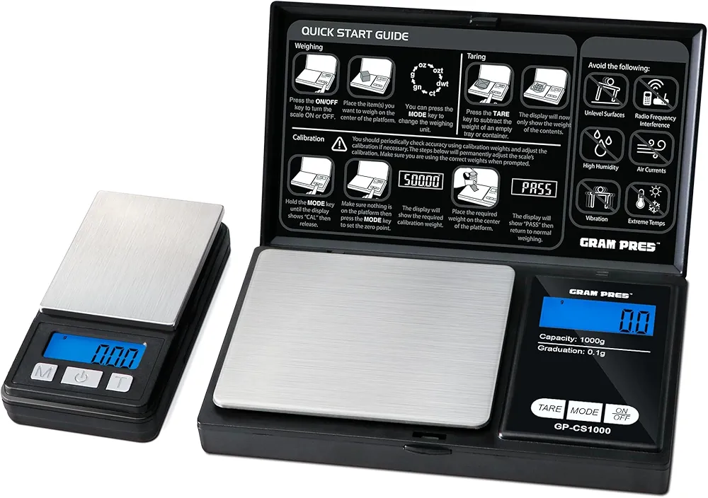 Digital Pocket Gram Scales 1000g X 0.1g and 200g X 0.01g Accuracy Set,Micro Mini High Precision Scale Digital Weight Grams and Oz,Small Food/Jewelry Scale.