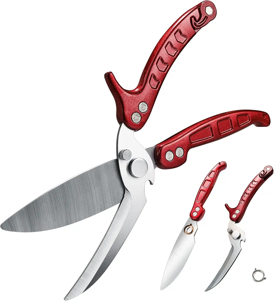 Kitchen Scissors Heavy Duty,Shears All Purpose Dishwasher Safe,Stainless Steel Multi-function poultry Shears,Sharp Cooking Scissors for Chicken,Fish,Raptor,Meat,Turkey,Seafood,Crab,Bone (Burgundy)