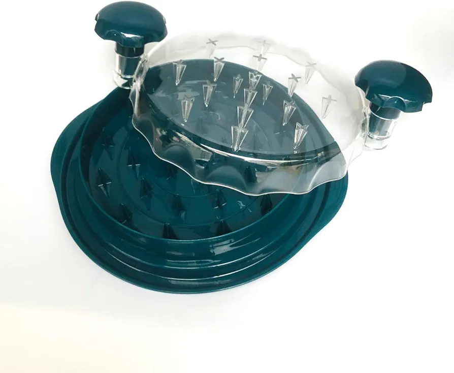 Chicken Shredder Tool Twist with Brush – Transparent Lid Ground Chicken Breast – Chicken Shredder Tool – Dishwashing Safe, Ergonomic Handle with Anti-Slip Base Meat Shredder (Navy blue)